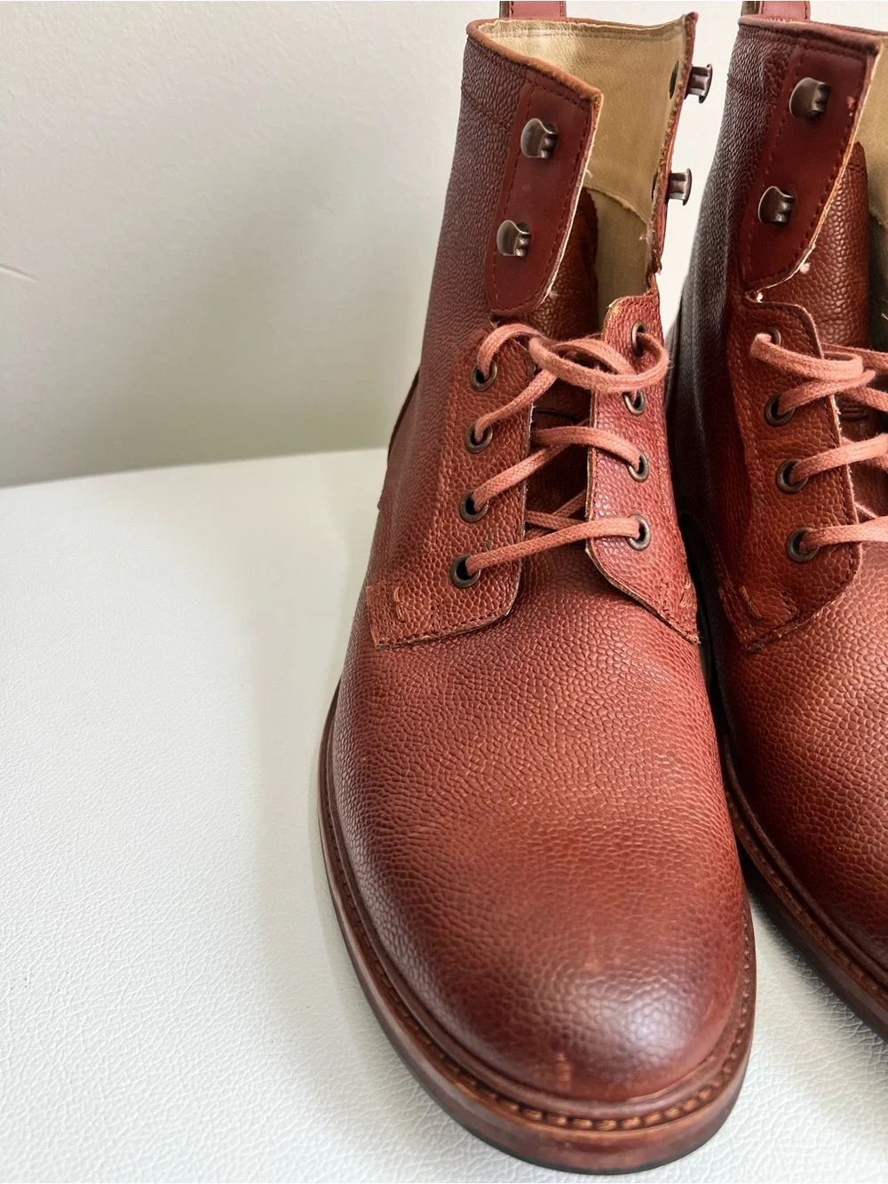 UGG Men's Chestnut Brown Lace-Up Leather Work Boots Size 11